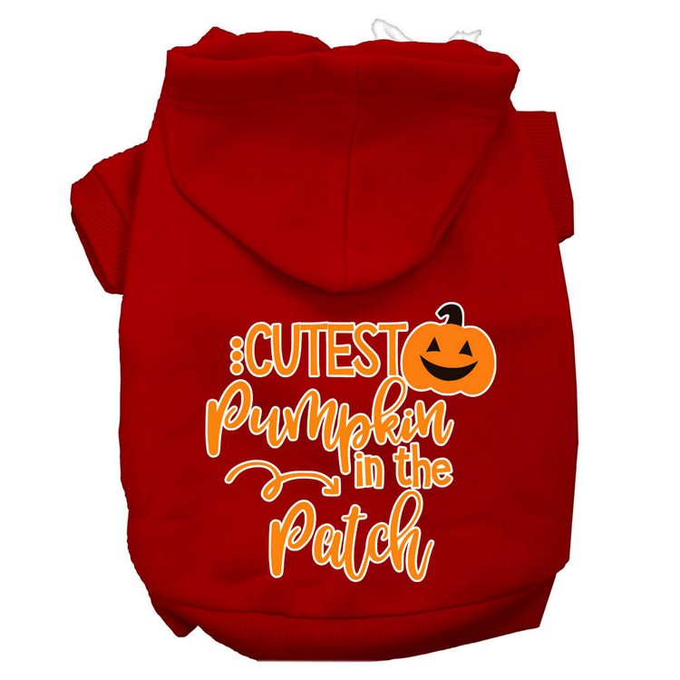 Cutest Pumpkin in the Patch Screen Print Dog Hoodie Red L